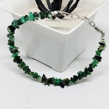 Natural Emerald Smooth Uncut Chips Gemstone Beaded Bracelet 6-8'' Girls & Women