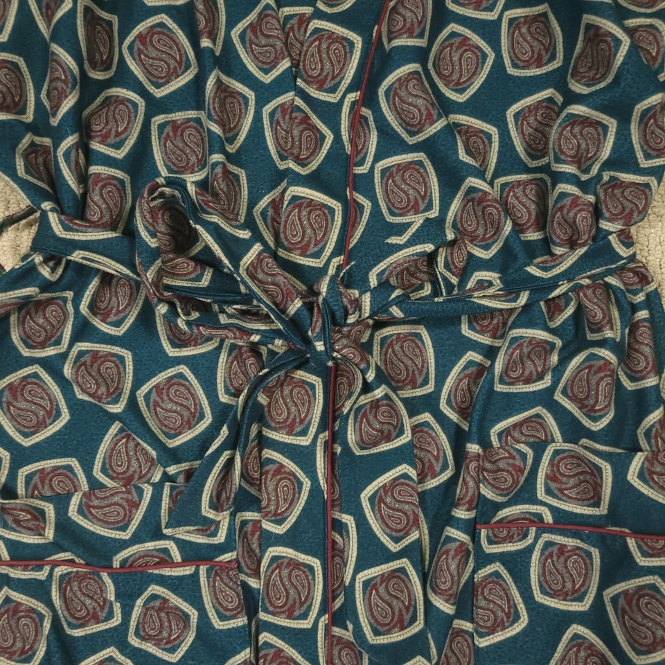 Куртка курительная Pierre Cardin халат мужская синяя пейсли OSFA США винтаж - Изображение 3 из 4