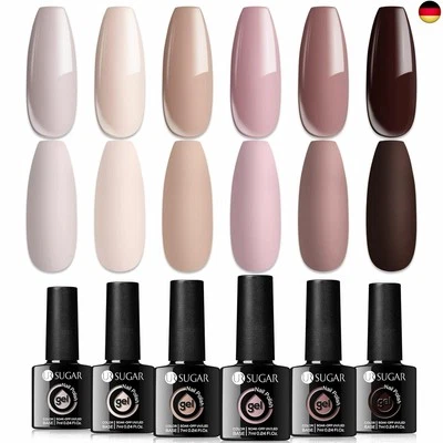 BESUCHE DEN UR SUGAR-STORE UR SUGAR UV Nagellack Nudefarben Braun Gel Set, 6 Farben Schellack Nagellack