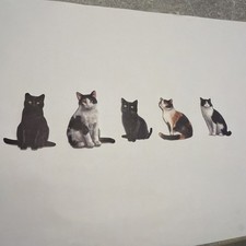 Lot De 5 Autocollants Chats Illustrés Kawaii Déco Scrapbooking Papeterie A07-61
