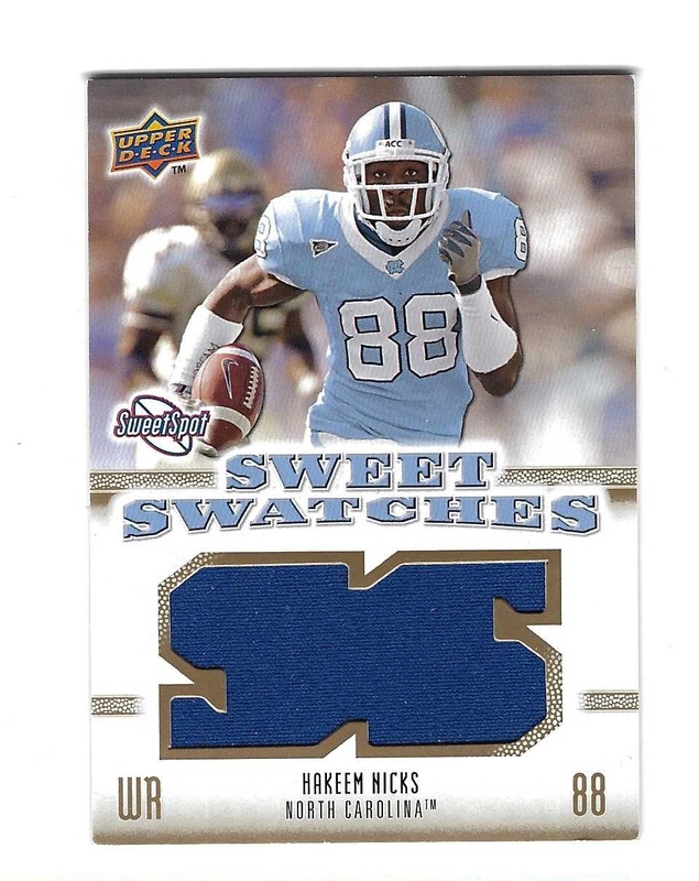 HAKEEM NICKS 2010 UD SWEET SPOT SWEET SWATCHES UNC TAR HEELS GAME JERSEY $20.00
