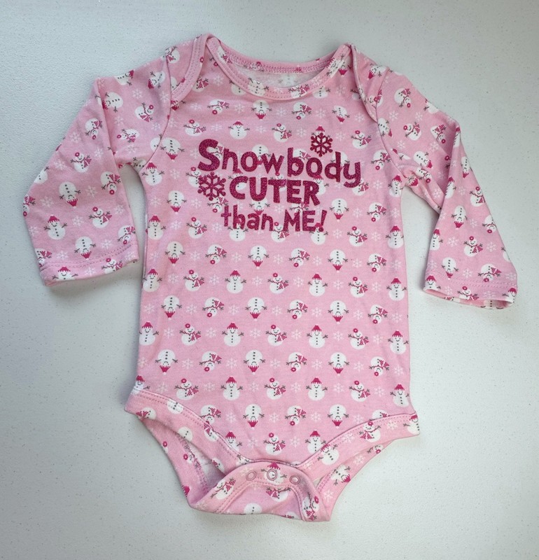 Snowman Patterned Long Sleeve Bodysuit 6-9 Months
