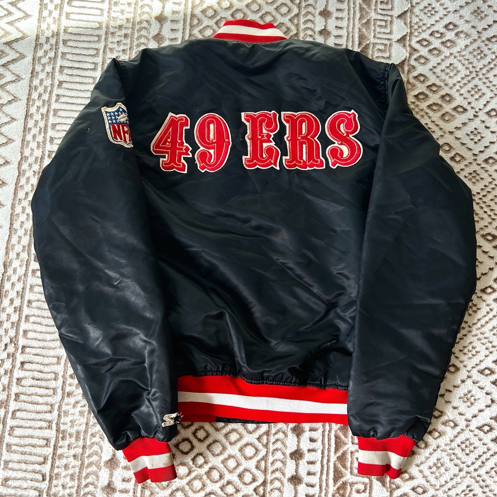 Vintage 49ers Black Satin Starter Jacket Medium Rare Color Authentic