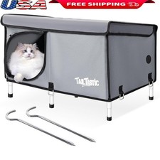 Waterproof Elevated Cat House Outdoor Shelter Multiple Cats Easy Assembly New