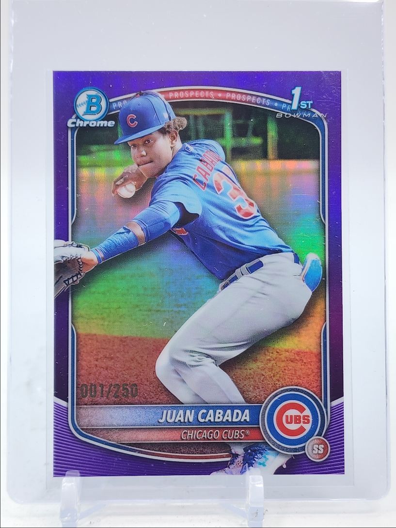 JUAN CABADA 2025 BOWMAN CHROME 1ST PURPLE REFRACTOR CUBS 001/250 Q2754