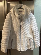 Tommy Hilfiger Women's White Puffer Jacket Hooded - Size L See Pics Never Worn 