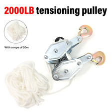 Rope Pulley Hoist 4000LBS Lifting Power Pulley Block And Tackle System 20M Rope