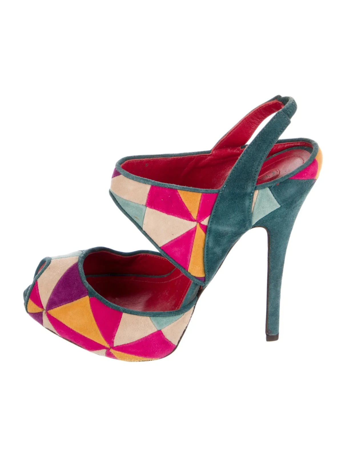 CESARE PACIOTTI Multi-Colors Patchwork Suede Plat… - image 1