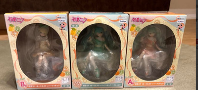 Furyu Kuji Hatsune Miku Citrus A B Last Prize Noodle Stopper Figure set of 3 NEW
