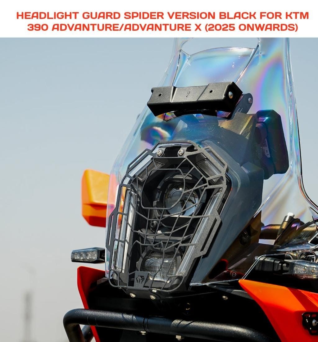 SPIDER HEADLIGHT GUARD BLACK FOR KTM 390 ADVANTURE /ADVENTURE X (2025 ONWARDS)