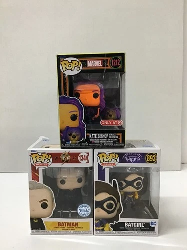 Lot of 3 Funko Pop Figures Batman 1344 Kate Bishop 1212 Batgirl 893 - New