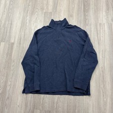 Vintage Polo Ralph Lauren 1/4 Zip Men's 2XL XXL Blue Sweater Preppy Pony Logo