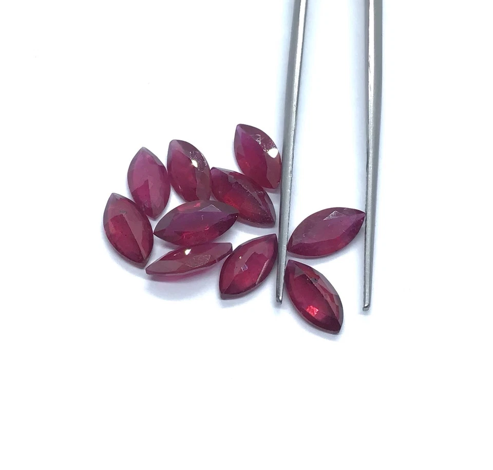 AAA Quality Ruby Marquise Cut Glass Filled Loose Gemstone For Making All Jewelry - Image 3 of 4
