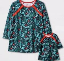    Cat  Jack Floral Nightgown With Matching Doll Gown Size 5T GREEN   