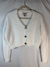 Love Change Italy Cropped Sweater Women's XS Ivory Button Cardigan Soft Cozy