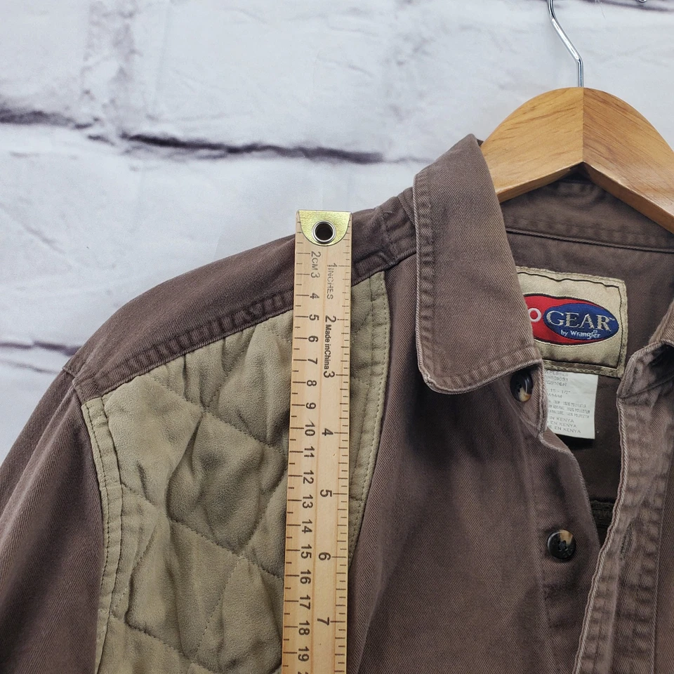 PRO GEAR WRANGER Shirt Mens Medium Button Down Hunting Shooter Shoulder Brown - Image 3 of 4