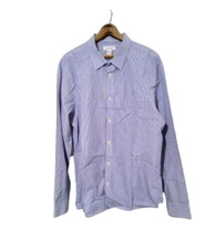 Calvin Klein Button Front Shirt Men's Long Sleeve Slim Fit X-Large Striped Blue