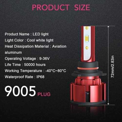9005+H7+9145/9006 6X LED Headlight Fog Light Bulb Combo 6000K High Low Beam Z4QC - Picture 4 of 17