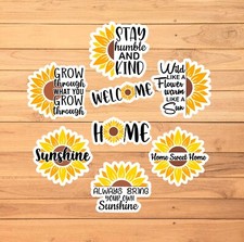 Sunflower Stickers / 2 1/2 Inch / Set of 8 / 2 Style Options