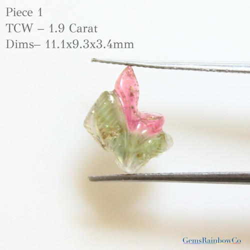 Carved Leaf Tourmaline Gemstone, Tourmaline Leaf Carved Stone, Multi Color - Picture 10 of 13