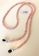 Light Pink Freshwater Pearl Rhinestone Eyeglass Sunglass Leash Holder