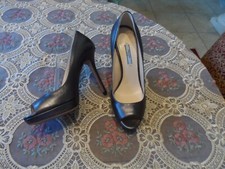Prada Silvery-Taupe Metallic Napa Leather Peep Toe Platform Pumps Size 9 1/2M