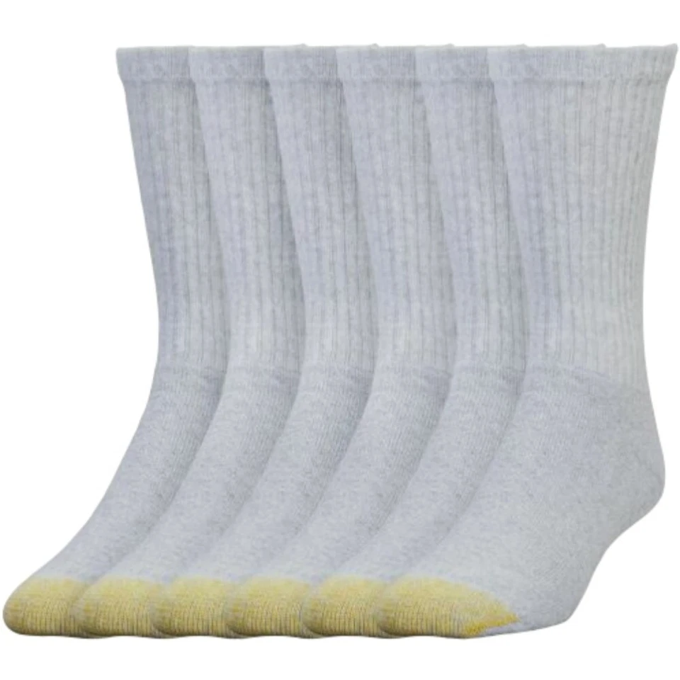 Pacote com 6 meias masculinas acolchoadas atléticas de algodão biqueira dourada - Imagem 4 de 4