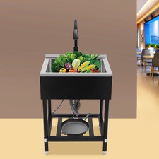 Commercial Stainless Steel Sink Outdoor Single-Bowl Utility Sink With Faucet US
