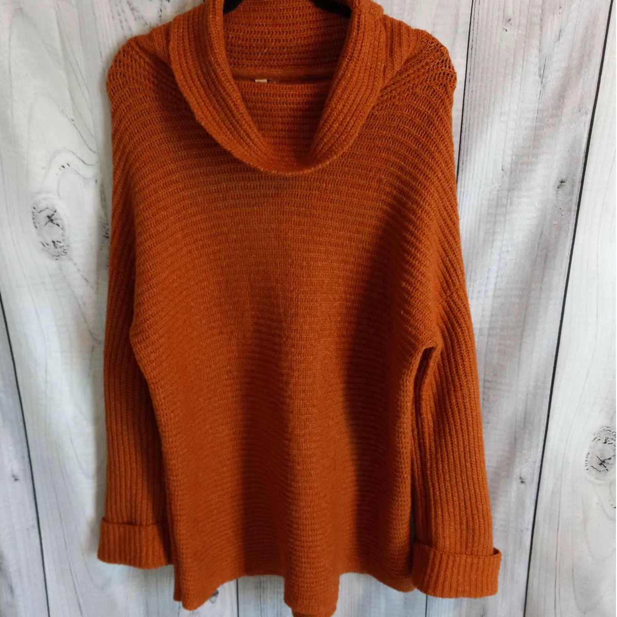 Rust cowl shop neck sweater