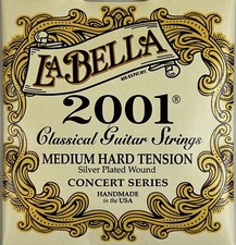 La Bella 2001 Classical Guitar Strings Medium Hard Tension Silver Concert Series