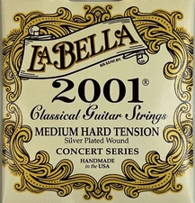 La Bella 2001 Classical Guitar Strings Medium Hard Tension Silver Concert Series
