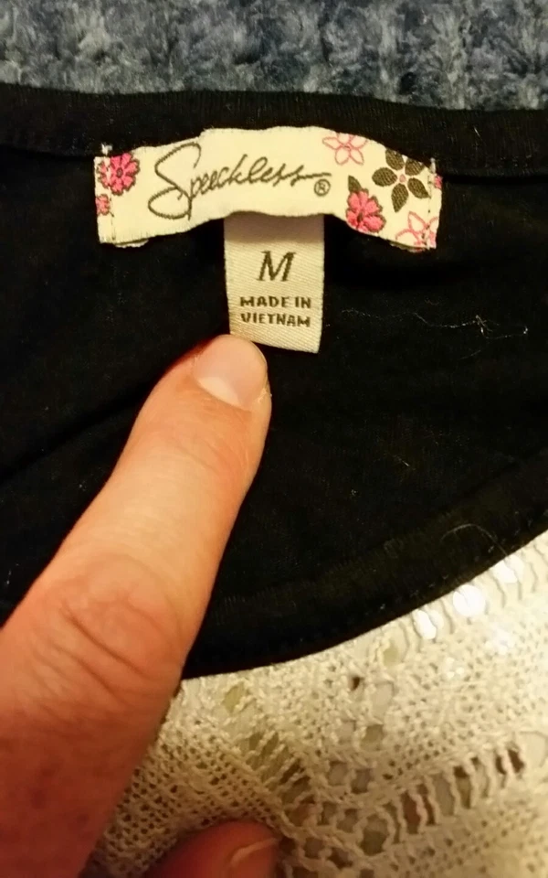 Camisa para niña Speechless manga larga adornada brillante blanca y negra mediana M Foto 3 de 3