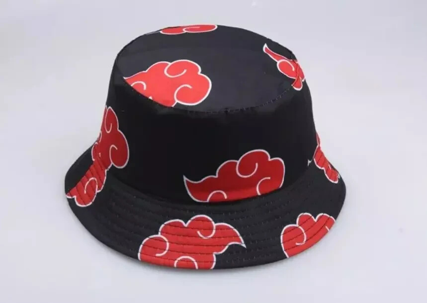 Naruto Shippuden Akatsuki Red Cloud AOP Black Bucket Hat