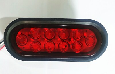 2 Red 6 Oval Trailer Lights 10 LED Stop Turn Tail Truck Sealed Grommet Plug DOT - Foto 4