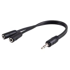 New Onn 3.5mm Audio Male to 2 Female Headset Mic Y Splitter Cable Adapter Black