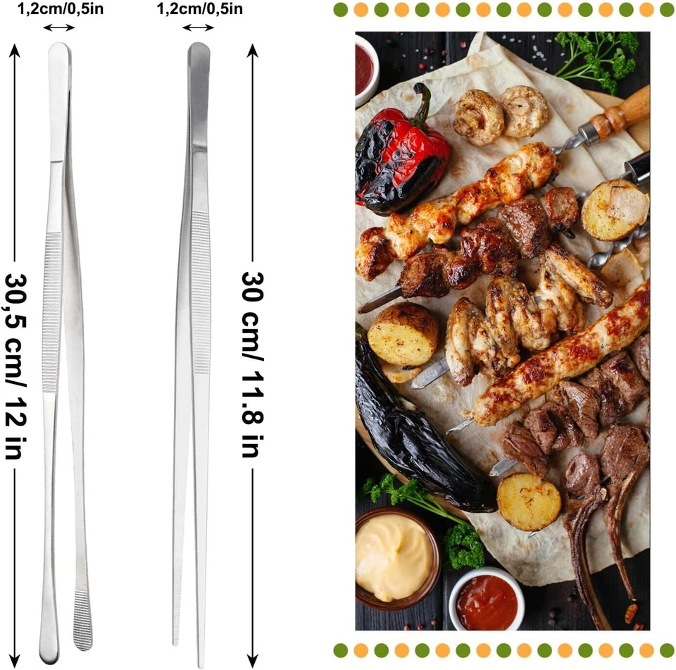 2x Kochpinzette 30cm groß Edelstahl Grill Fleisch Küchen Brat Pinzette Zange DE - Bild 3 von 4