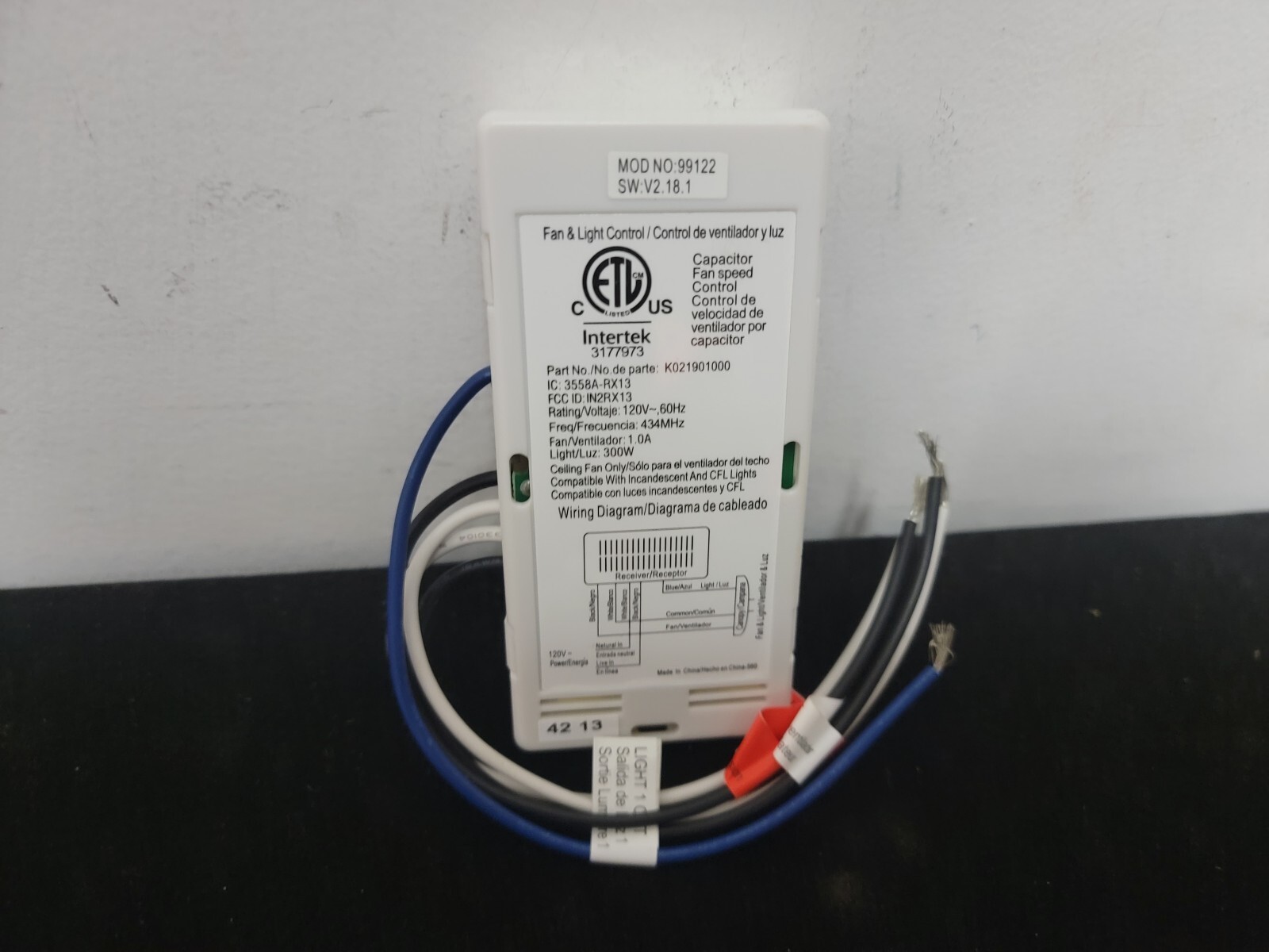 Hunter Indoor Ceiling Fan Universal Remote Control White for sale