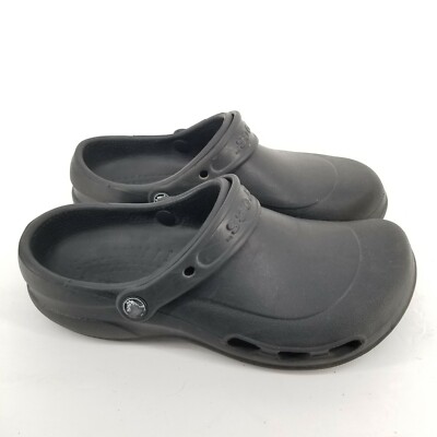 B35 Crocs Mens Bistro Black Round Toe Slip On Clog Shoes Size