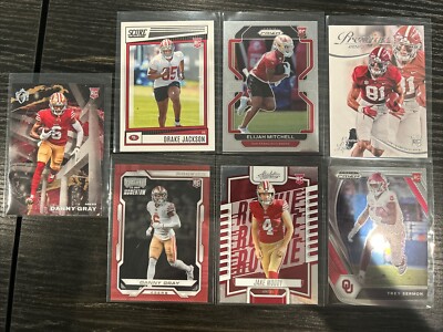 7 Card RECENT ROOKIE Lot - SF 49ers Players - 7 Football RC Cards - MOODY GRAY