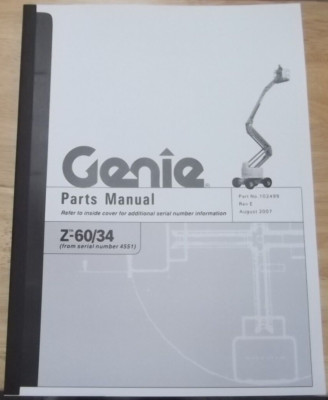 GENIE Z-60/34 AERIAL BOOM LIFT PARTS MANUAL BOOK CATALOG 102499 | eBay