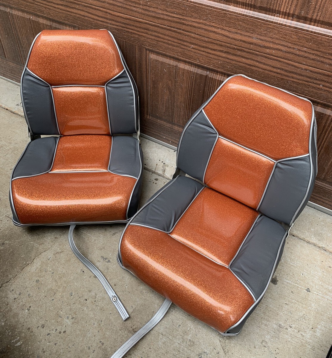 Two Beautiful Bass Boat Fishing seats captains chairs orange and