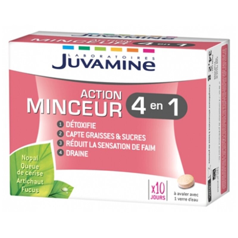 Action minceur 4 en 1 Juvamine avec nopal et queue de cerise pour un programme de 10 jours