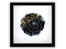 ART 3D Uniq Handcrafted Flowers - one framed, gypsum, resin, canvas - GOLDEN RAY