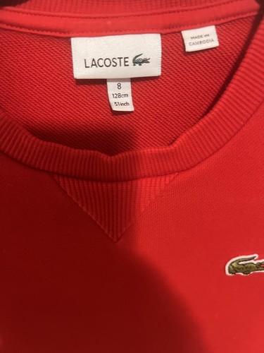 Lacoste Boys Long Sleeve Crew Neck Fleece Pullover Sweater Size 8 - Picture 3 of 4