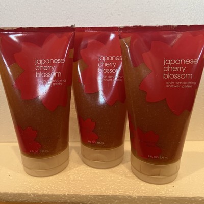 3 Bath & Body Works Japanese Cherry Blossom Exfoliating Shower Gel Gelee, 8 oz.