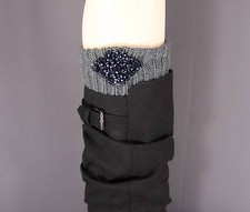 Grey beaded ribbed sweater knit boot cuffs leg toppers welly warmers socks