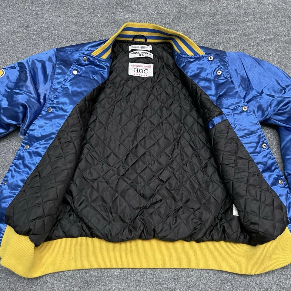 VTG Headgear Classics Jacket Mens Large Blue Satin Bomber Dennis Rodman NBA Y2K - image 3 of 4