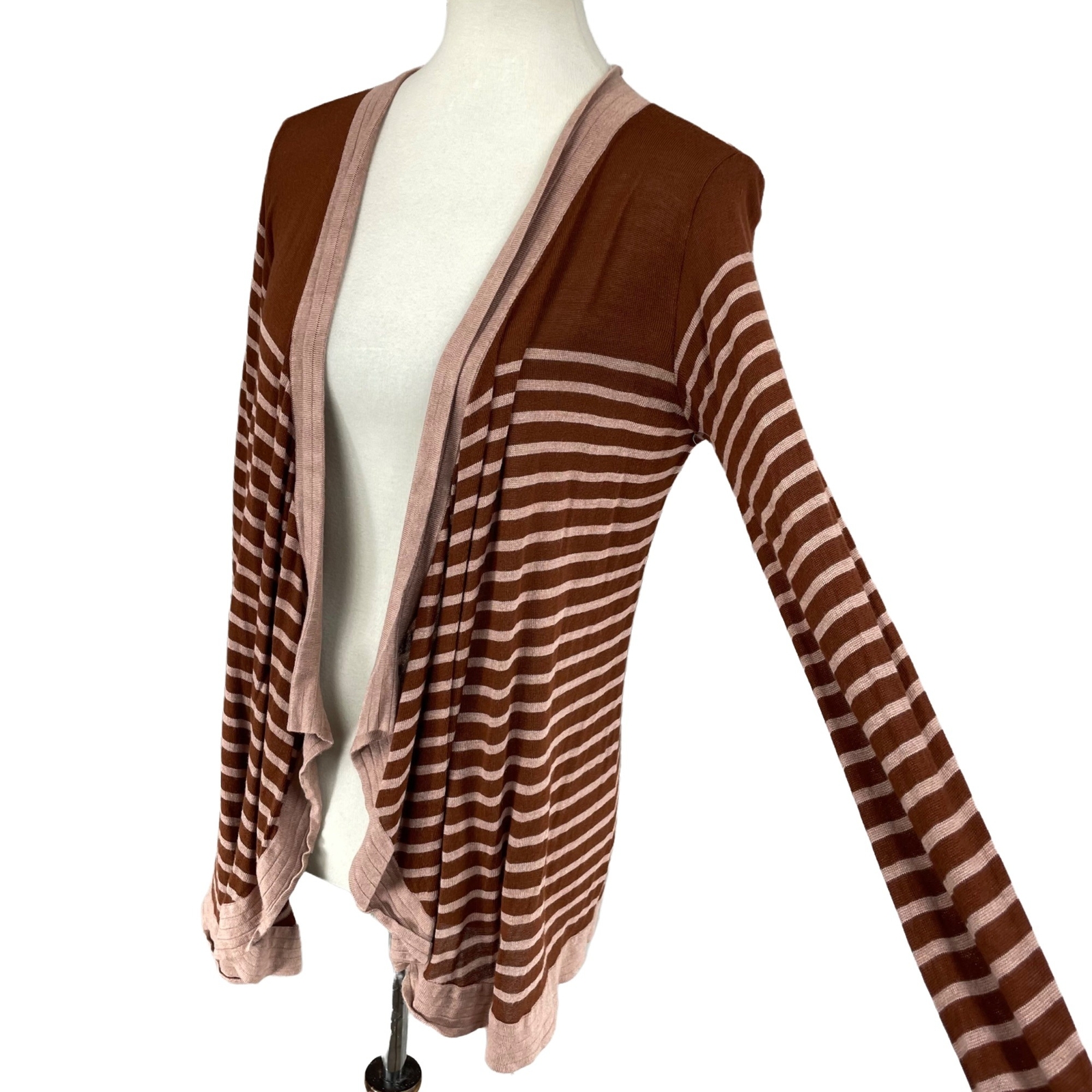 Bobeau Women's Rust Brown Striped Long 