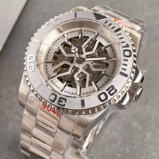 20ATM Waterproof 40mm NH70 Diving Automatic Men Watch Transparent Hollow Dial