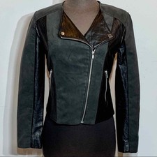Euc H&m Divided Moto Jacket Faux Leather And Suede Black And Dark Gray